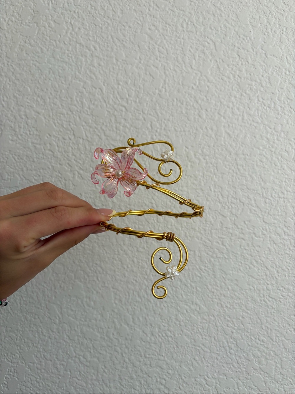 Gold and Pink Flower Arm Cuff